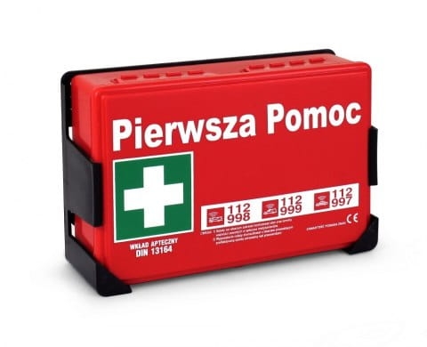 Apteczka przemysłowa APA 04 DIN 13157 PLUS czerwona z uchwytem